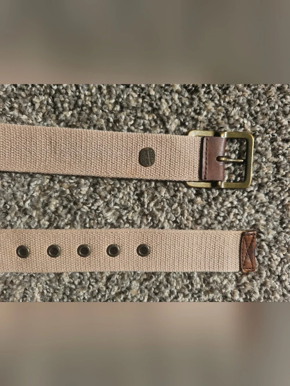 Eddie Bauer Beige Canvas Belt with Red Logo